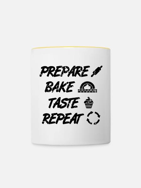 Lustiges Backen Zitat - Tasse zweifarbig - Weiß/Gelb