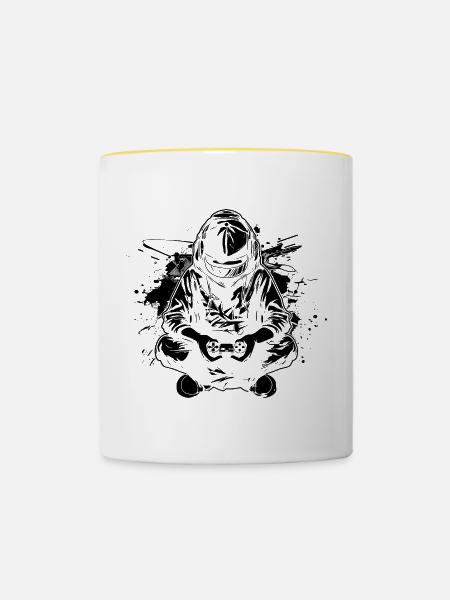 Gamer - Tasse zweifarbig - Weiß/Gelb