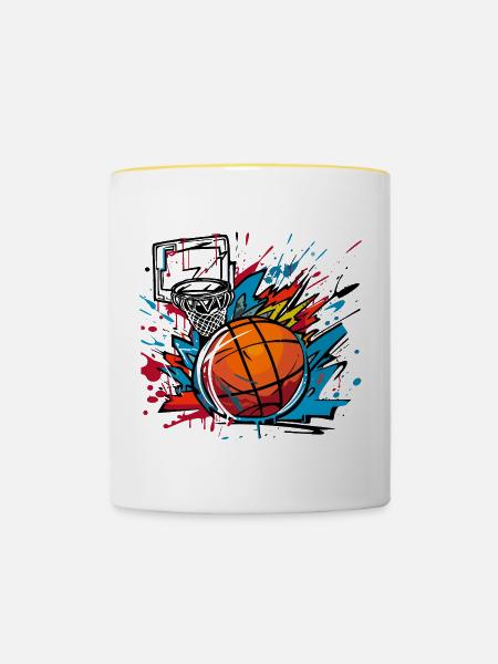 Basketball Graffiti - Tasse zweifarbig - Weiß/Gelb
