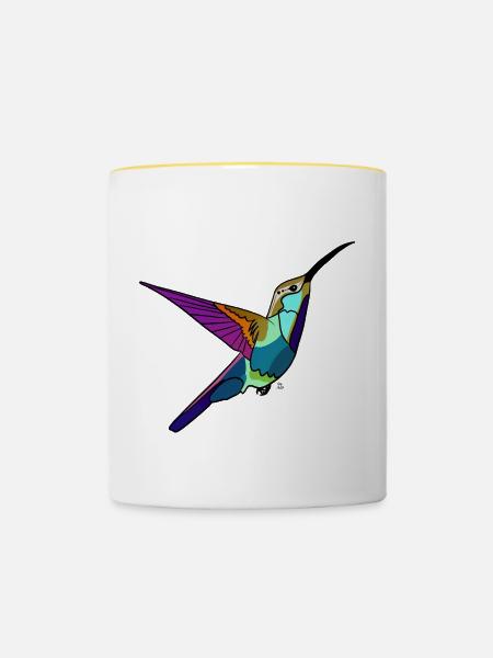 Kolibri farbig - Tasse zweifarbig - Weiß/Gelb