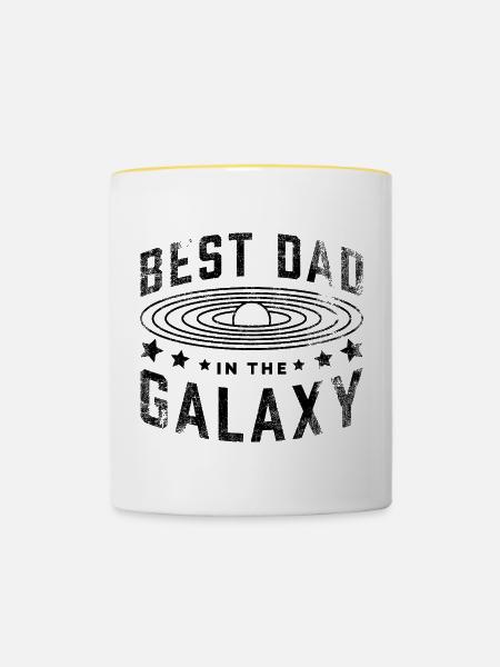 Bester Vater der Galaxis - Tasse zweifarbig - Weiß/Gelb