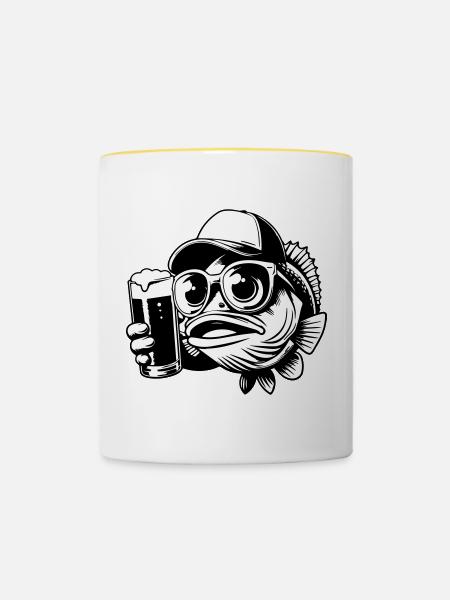Angeln Bier Kumpel - Tasse zweifarbig - Weiß/Gelb