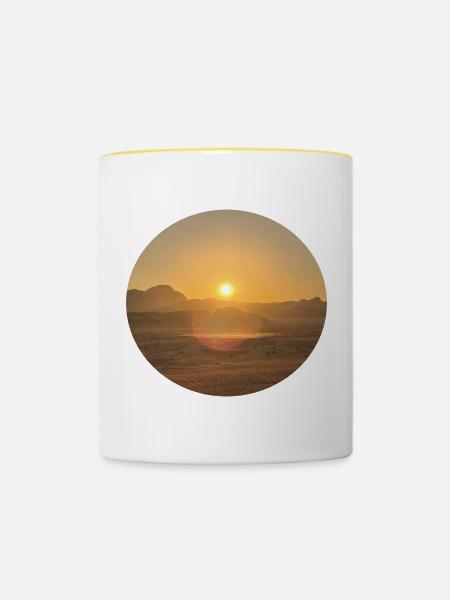 Wüstensonne Abendlandschaft - Tasse zweifarbig - Weiß/Gelb