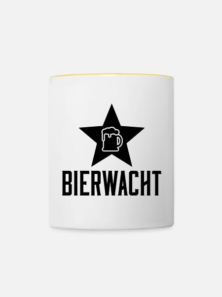 Bierkrug Linienkunst - Tasse zweifarbig - Weiß/Gelb