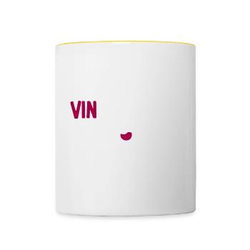 Mission Vin Possible humour vin rouge - Mug contrasté - blanc/jaune - Devant