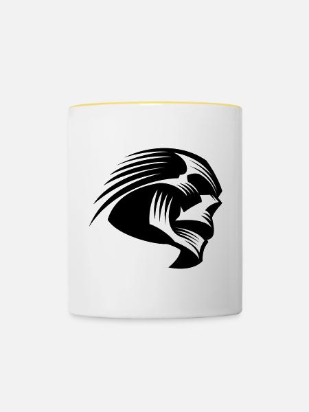 Totenkopf - Tasse zweifarbig - Weiß/Gelb