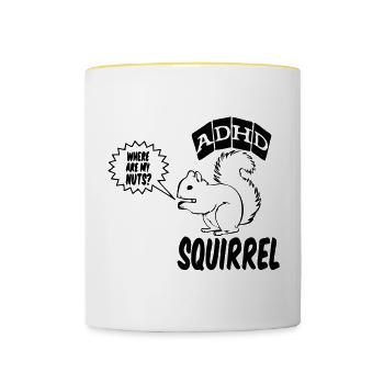 ADHD Squirrel ADHS Spruch Geschenk - Tasse zweifarbig - Weiß/Gelb - Vorne