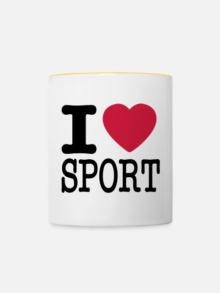 Ich liebe Sport - Tasse zweifarbig - Weiß/Gelb