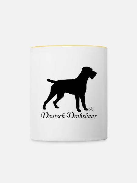 Deutsch Drahthaar - Tasse zweifarbig - Weiß/Gelb