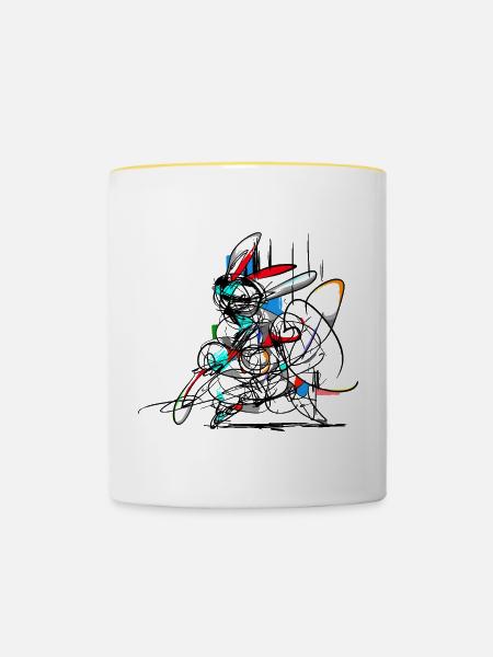 Osterhase/ Abstrakt - Tasse zweifarbig - Weiß/Gelb