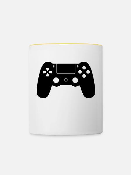 PS 4 Pad - Tasse zweifarbig - Weiß/Gelb