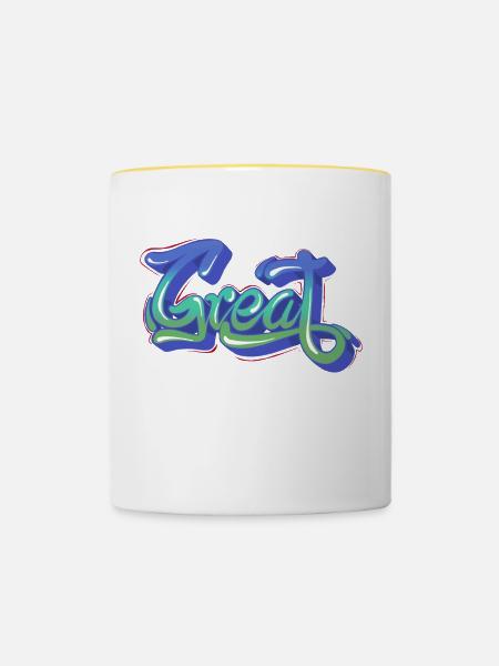 great - Tasse zweifarbig - Weiß/Gelb