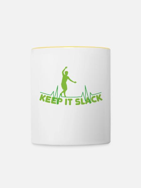 Slackline - Tasse zweifarbig - Weiß/Gelb