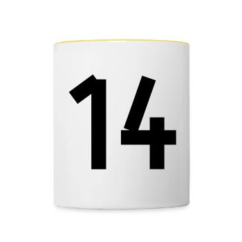 Numéro 14 - Mug contrasté - blanc/jaune - Devant