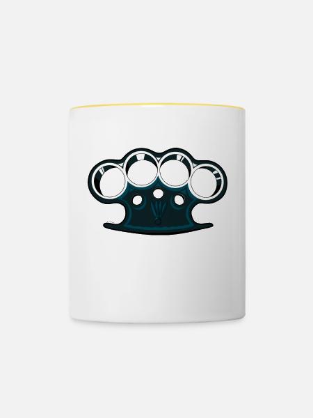 Amerikanische Faust - Tasse zweifarbig - Weiß/Gelb