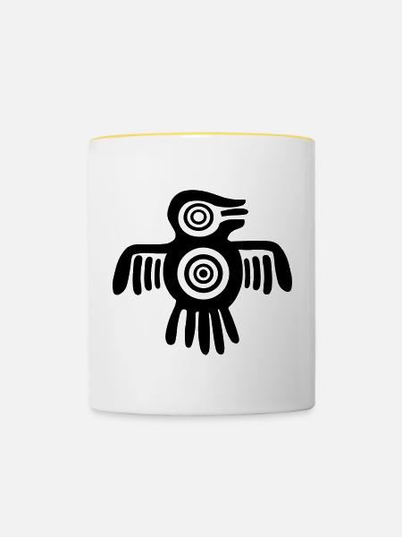 Aztec Vogel - Tasse zweifarbig - Weiß/Gelb