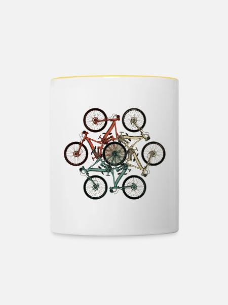 Bike Stack Collage - Tasse zweifarbig - Weiß/Gelb