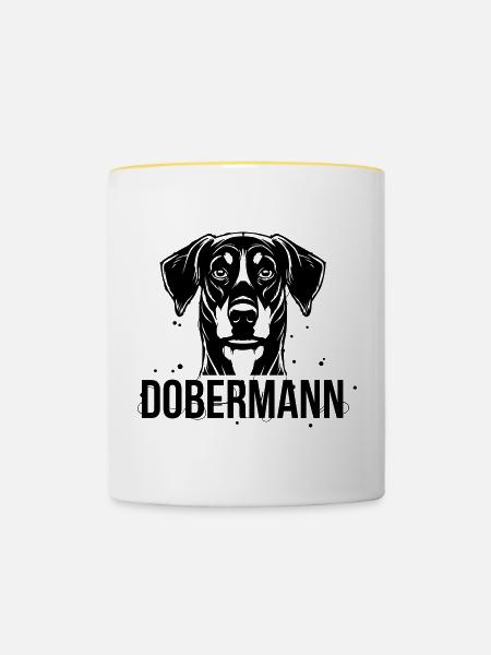 Dobermann - Tasse zweifarbig - Weiß/Gelb