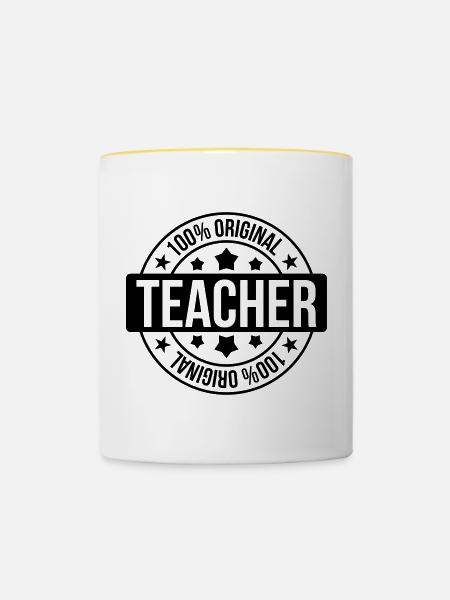 School / Teacher - Tasse zweifarbig - Weiß/Gelb