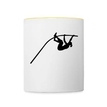 Pole Vault - woman - Saut à la perche - Mug contrasté - blanc/jaune - Devant