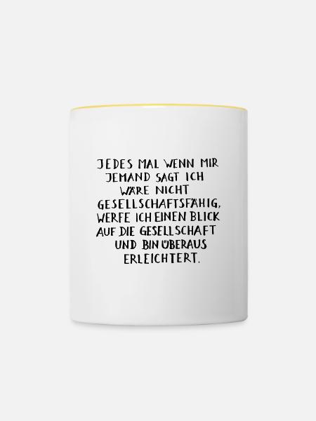 Gesellschaftsfähig - Tasse zweifarbig - Weiß/Gelb