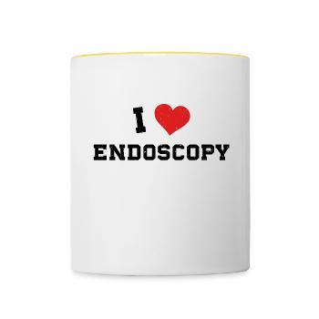 Arzt Krankenschwester Sprüche Endoskopie Geschenk - Tasse zweifarbig - Weiß/Gelb - Vorne