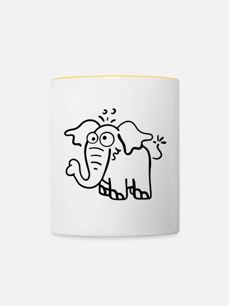 Knuffiger Elefant - Tasse zweifarbig - Weiß/Gelb