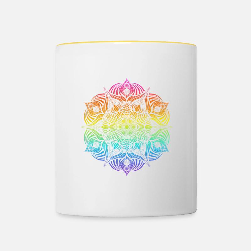 Mandala - Mug contrasté - blanc/jaune