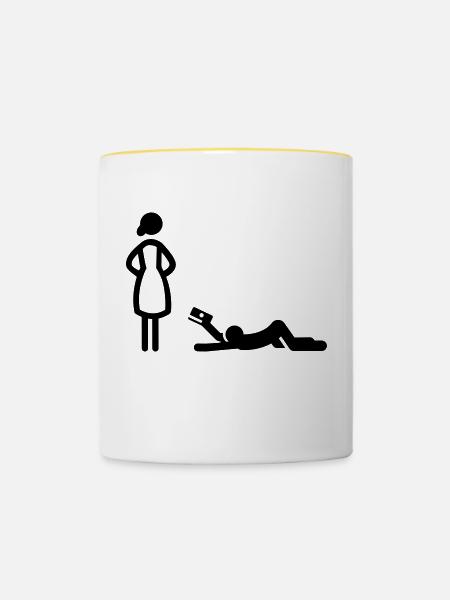 Hochzeit - Tasse zweifarbig - Weiß/Gelb