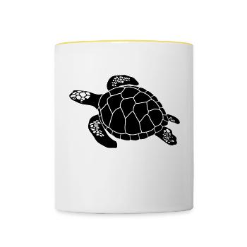 Schildkröte - Tasse zweifarbig - Weiß/Gelb - Vorne