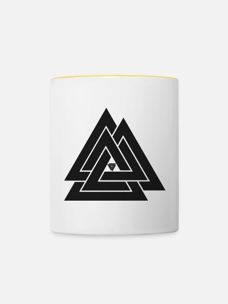 Valknut Wikinger Symbol - Tasse zweifarbig - Weiß/Gelb