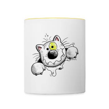 Crazy Cat - Mug contrasté - blanc/jaune - Devant