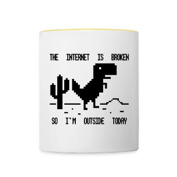 Das Internet ist kaputt - Tasse zweifarbig - Weiß/Gelb - Vorne