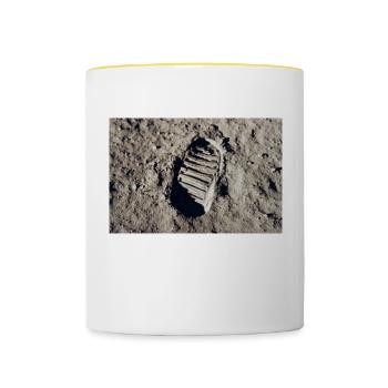 Apollo11 moon poster - Contrasting Mug - white/yellow - Front