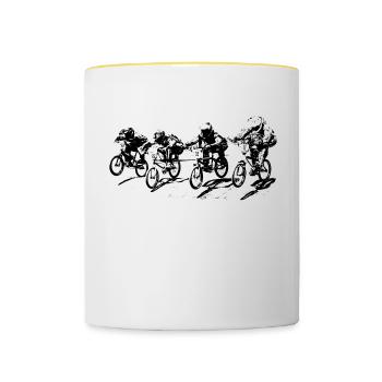 bmx race - Mug contrasté - blanc/jaune - Devant