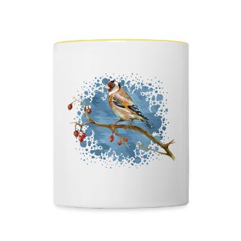 Oiseau coloré - Mug contrasté - blanc/jaune - Devant