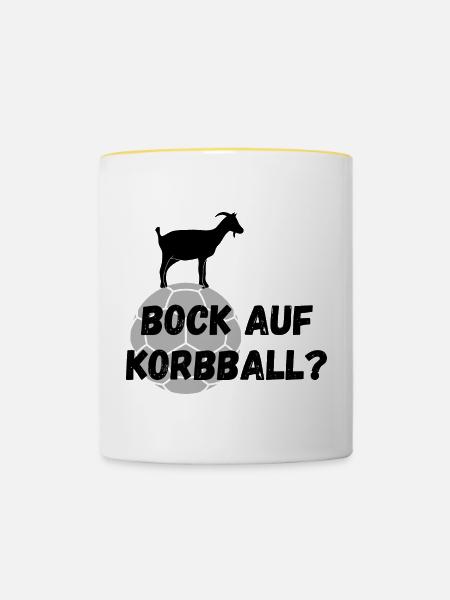 Bock auf Korbball - Tasse zweifarbig - Weiß/Gelb