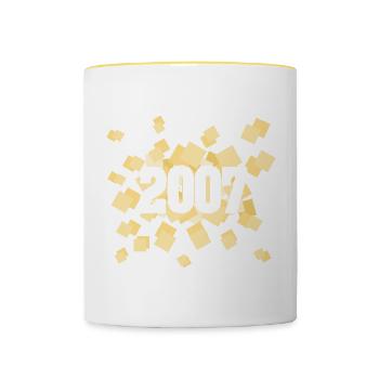 Geboren 2007 - Tasse zweifarbig - Weiß/Gelb - Vorne