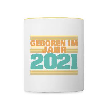 im 2021 - Tasse zweifarbig - Weiß/Gelb - Vorne