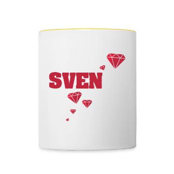Geschenk für Sven - Tasse zweifarbig - Weiß/Gelb - Vorne