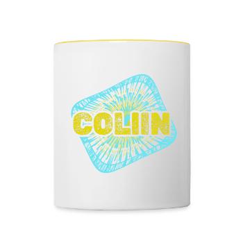 Geschenk für Collin - Tasse zweifarbig - Weiß/Gelb - Vorne