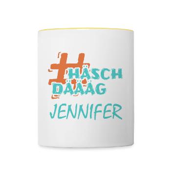 Hashtag Jennifer - Tasse zweifarbig - Weiß/Gelb - Vorne