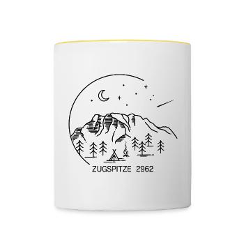 Zugspitze 2962 Plus haute montagne Allemagne Randonnée - Mug contrasté - blanc/jaune - Devant