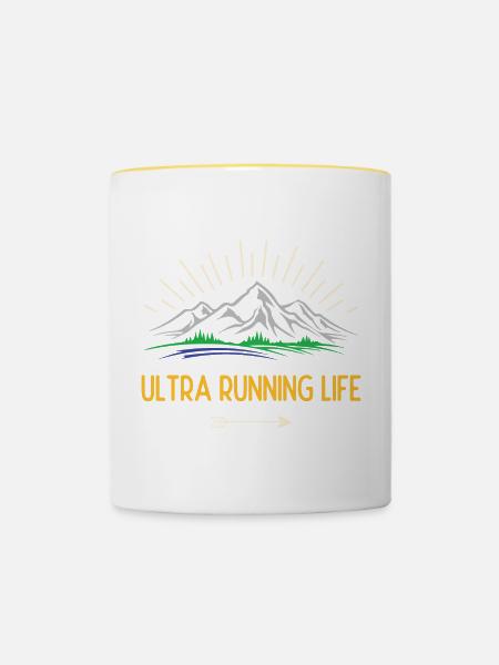 Ultra-Laufleben - Tasse zweifarbig - Weiß/Gelb