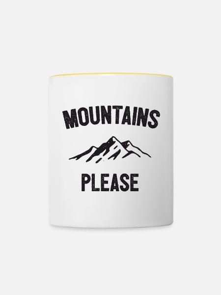 Berge bitte - Tasse zweifarbig - Weiß/Gelb