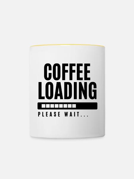 Kaffee wird geladen Bitte warten - Tasse zweifarbig - Weiß/Gelb