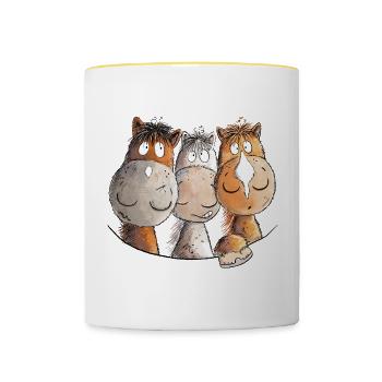 Drollige Pferde I Pferdemotiv Für Reiter - Tasse zweifarbig - Weiß/Gelb - Vorne