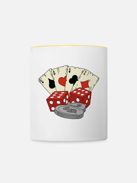 Glück bei den Spielen - Tasse zweifarbig - Weiß/Gelb