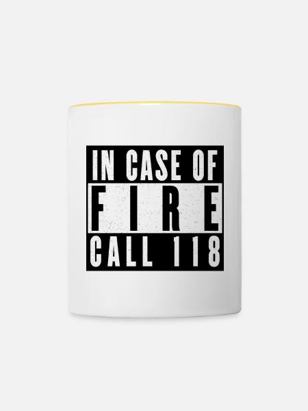 Feueralarm Notruf Design - Tasse zweifarbig - Weiß/Gelb