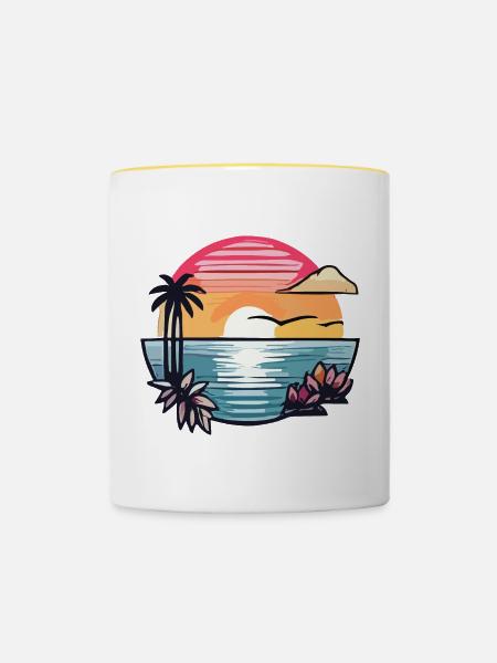 Sommerzeit - Tasse zweifarbig - Weiß/Gelb